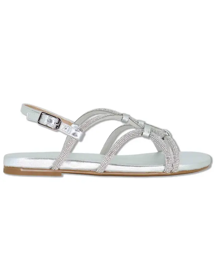 Unisa Slingback in pelle e strass argento con tacco basso Donna COOPER LMT SILVER