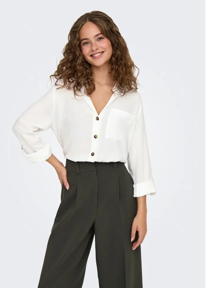 Camicia Loose Fit, Donna, Bianco