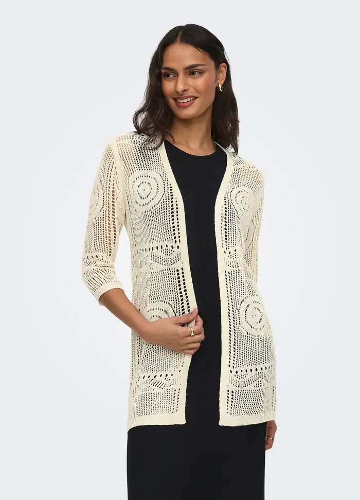 Cardigan In Maglia Con Scollo A V, Donna, Bianco