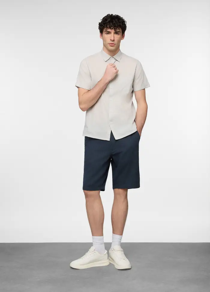 UPIM HB Bermuda Relaxed Fit In Misto Cotone E Lino Uomo, Blu scuro