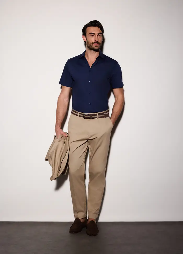 UPIM HB Camicia A Manica Corta In Misto Cotone Uomo, Blu scuro