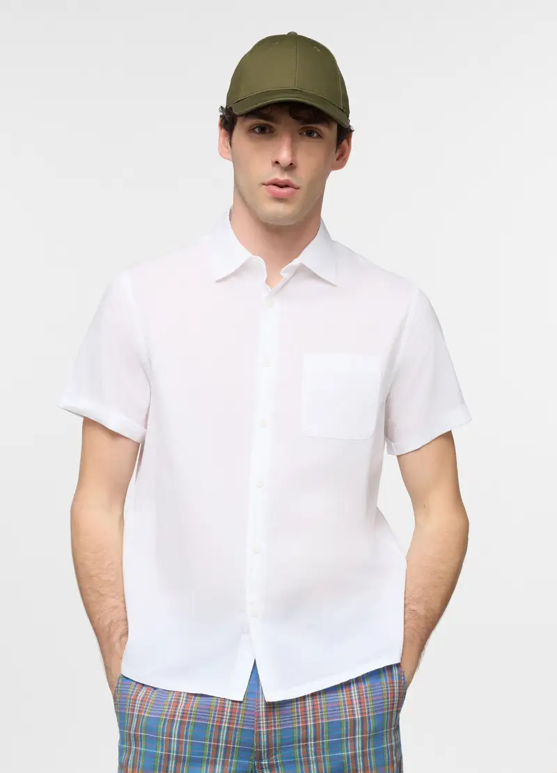 UPIM HB Camicia A Maniche Corte Con Collo Classico In Cotone Uomo, Bianco ottico