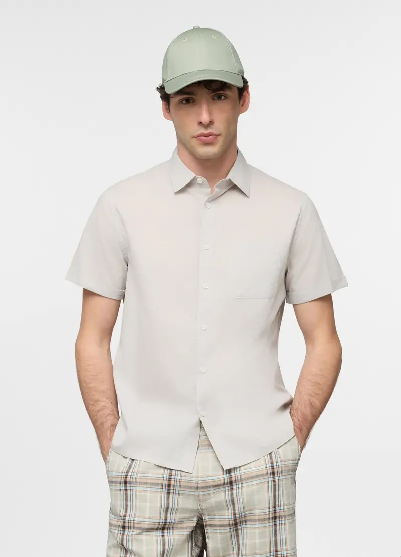 UPIM HB Camicia A Maniche Corte Con Collo Classico In Cotone Uomo, Grigio cenere