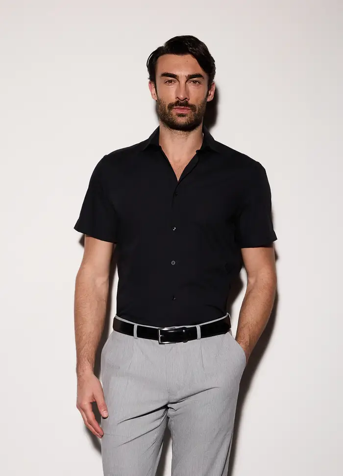 UPIM HB Camicia A Maniche Corte In Misto Cotone Uomo, Nero