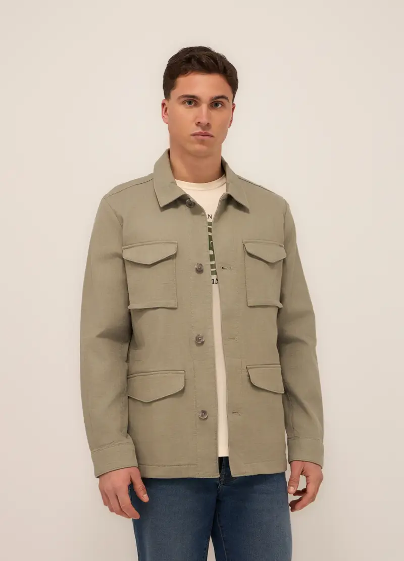 UPIM HB Field Jacket In Tela Di Cotone Uomo, Verde militare
