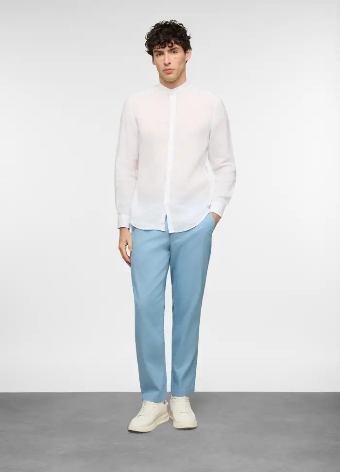 UPIM HB Pantalone Chino Relaxed Fit In Lino E Cotone Uomo, Azzurro celeste