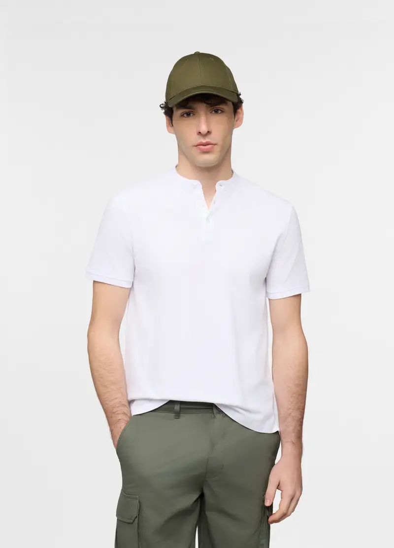 UPIM HB Polo A Maniche Corte Con Collo Coreano Uomo, Bianco ottico