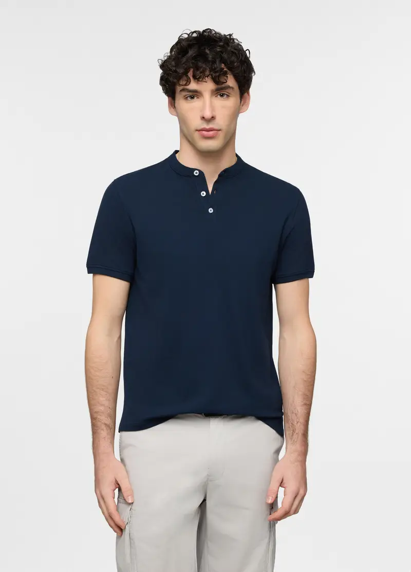 UPIM HB Polo A Maniche Corte Con Collo Coreano Uomo, Blu Notte