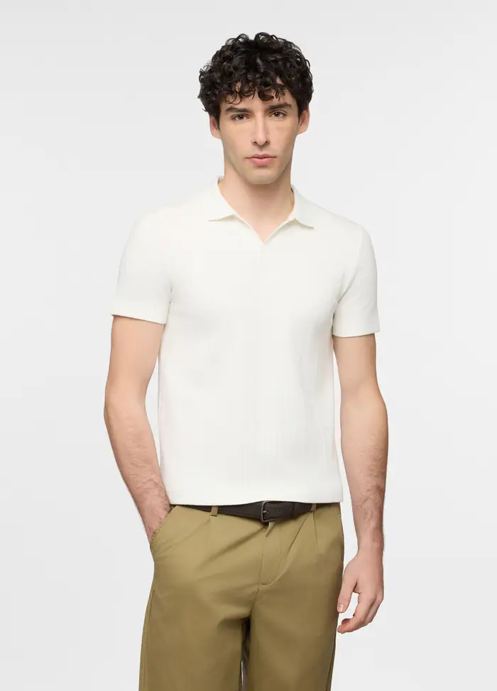 UPIM HB Polo A Maniche Corte In Misto Cotone A Costine Uomo, Bianco ottico