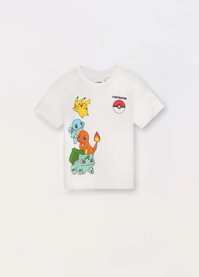 UPIM HB T-shirt Pokémon In Puro Cotone Bambino, Bianco gesso