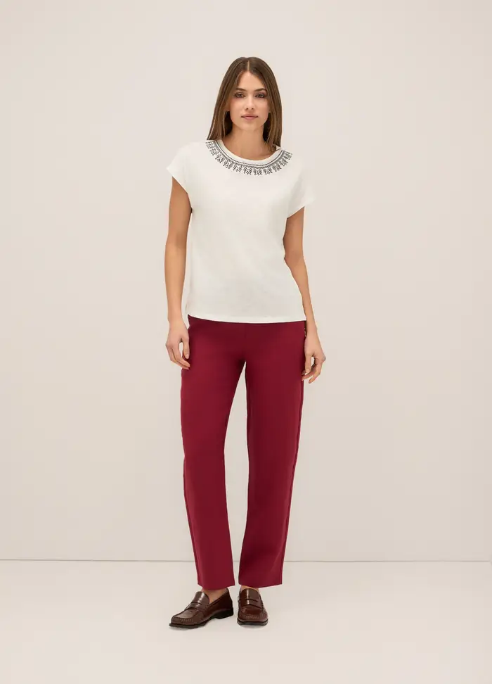 Pantaloni In Puro Lino Donna, Rosso aragosta