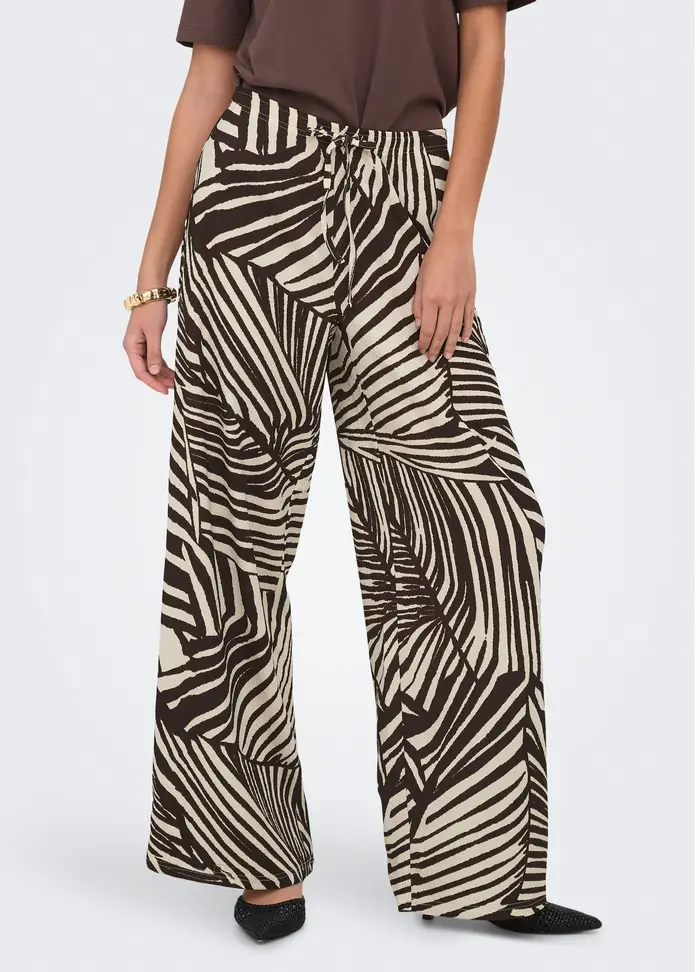 Pantaloni Loose Fit, Unisex, Bianco/Marrone