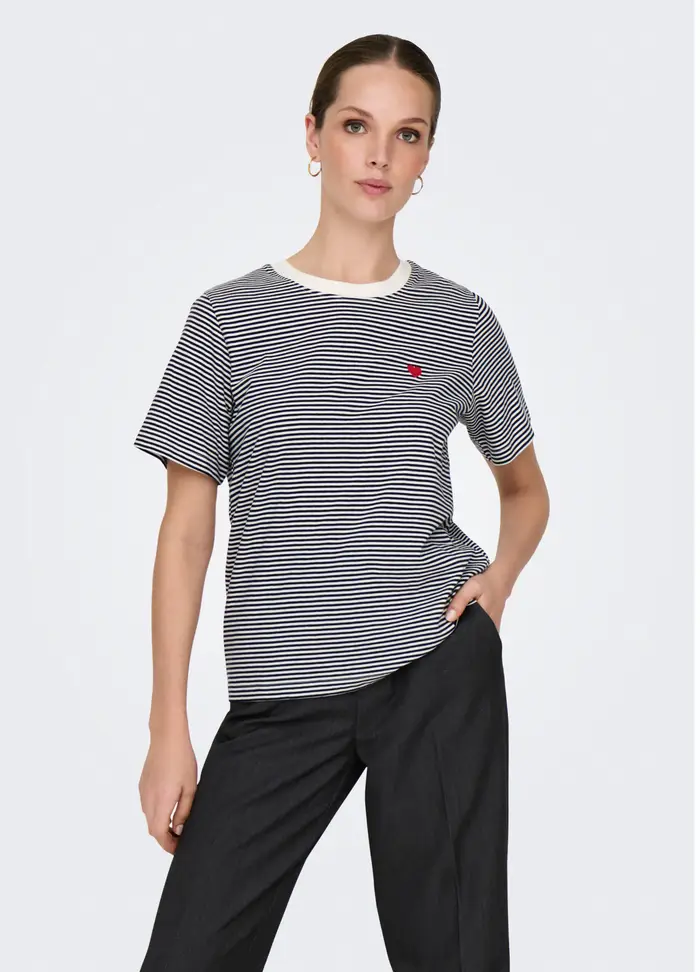 T-shirt Regular Fit, Unisex, Bianco/Blu