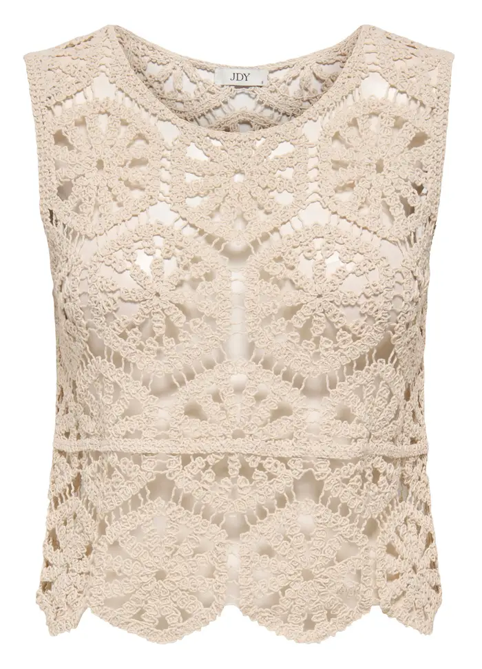 Top In Maglia Smanicato, Unisex, Beige chiaro