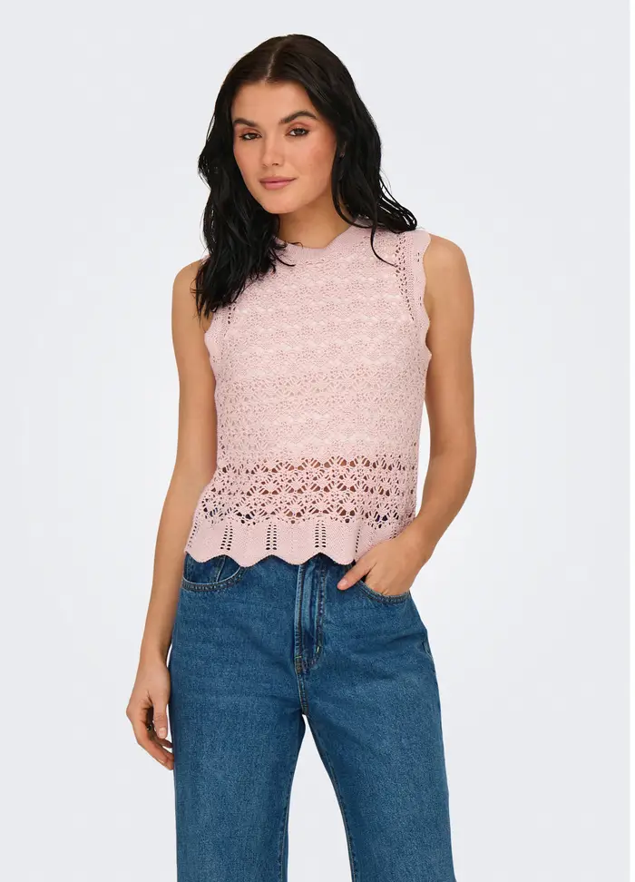 Top In Maglia, Unisex, Rosa cipria