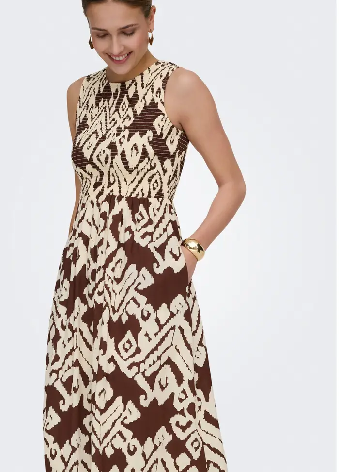 Vestito Midi, Unisex, Bianco/Marrone