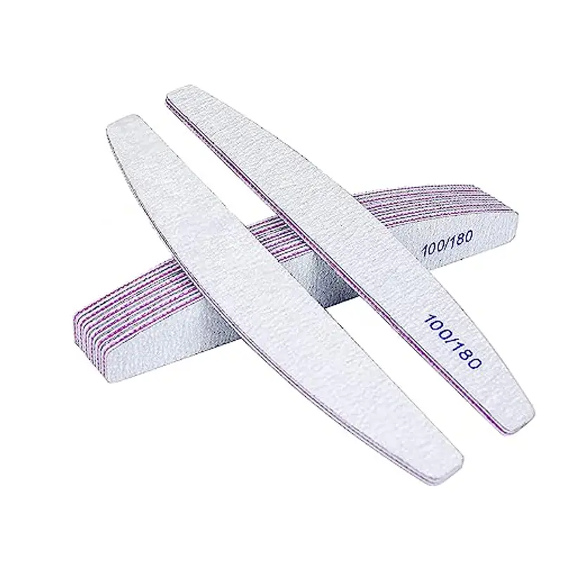 URAQT 6 Pezzi Lime per Unghie 100/180, Professionali Lavabile a Doppia Faccia, Mezza luna Bilaterale Strumenti per la Cura Degli Unghie