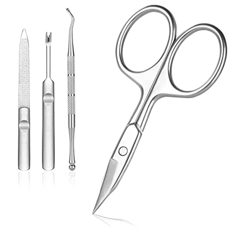 URAQT Forbici per Unghie, 4 Pezzi Forbici per Cuticole, Forbicina Professionale Unghie Forbici Manicure Taglia Cuticole per Professionale e