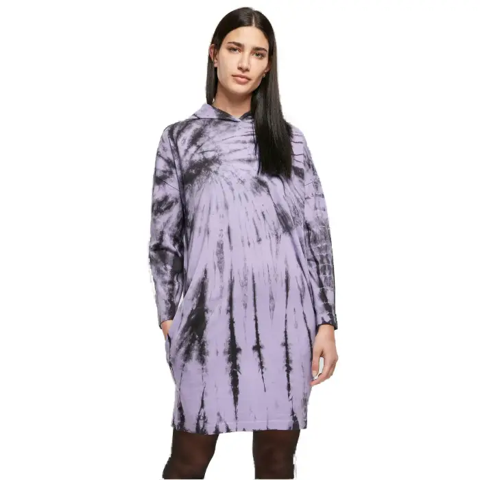 Abito con cappuccio donna Urban Classics Oversized tie dye Violet