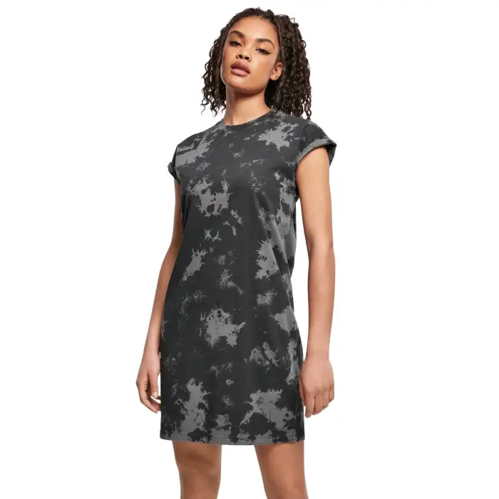 Abito Maglietta decolorata da donna taglie forti Urban Classics Noir