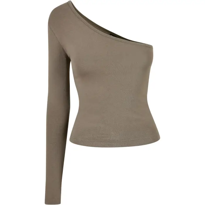 Maglietta asimmetrica a maniche lunghe donna taglie forti Urban Classics Vert