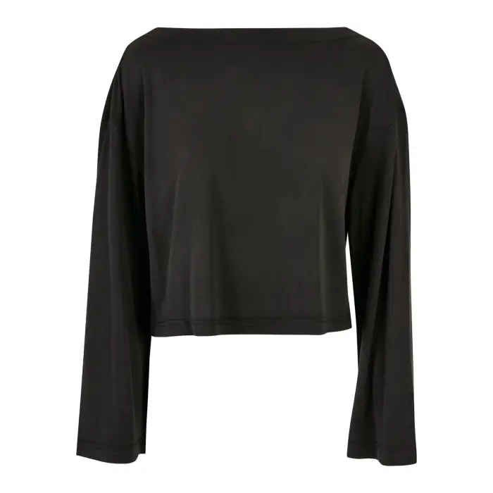 Maglietta donna in modal con scollo a barca e maniche lunghe Urban Classics Noir