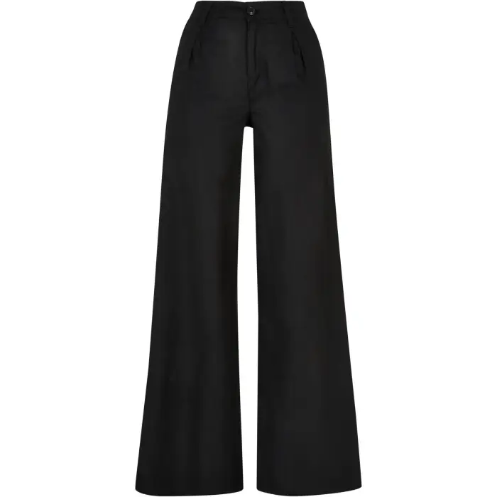 Pantaloni a palazzo da donna in misto lino Urban Classics Noir