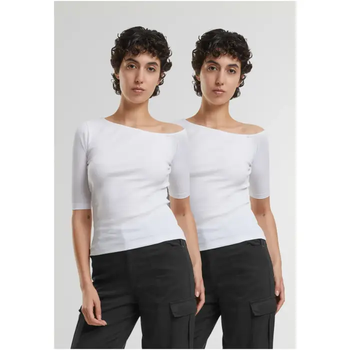 T-shirt da donna Urban Classics Organic Asymmetric (x2)