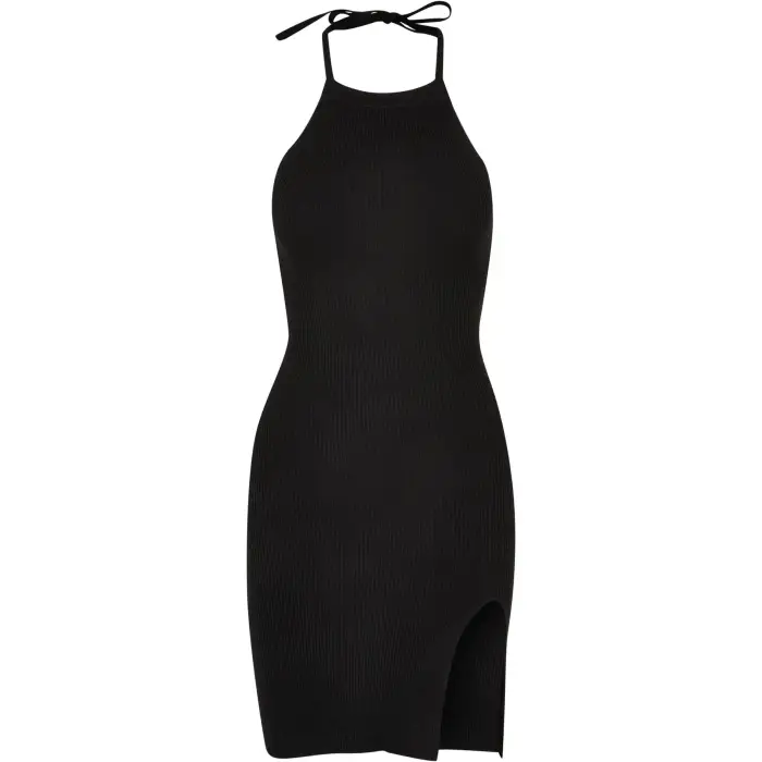 Vestito a portafoglio da donna in maglia a coste Urban Classics Noir