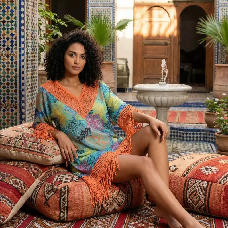 Vacanze Italiane PONCHO CON FRANGE | Colore Multi