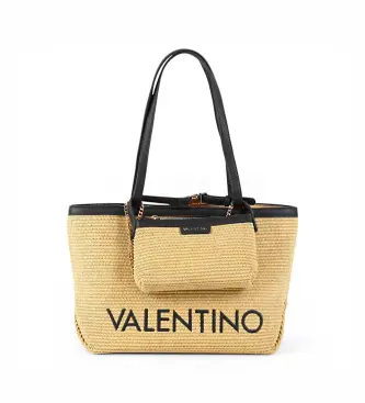 Valentino per donna VBS9TE01PAG Borsa shopper marrone e nera (OSFA), Casual, Poliuretano, Rafia