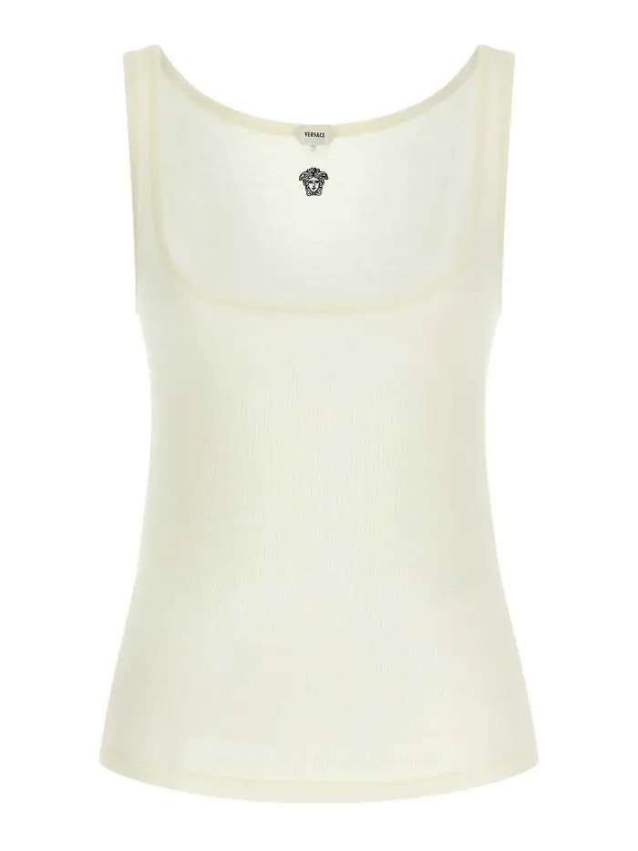Versace Parte Top ricamata Bianco