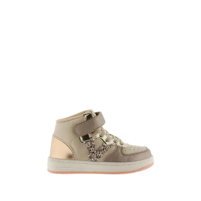 Scarpe da ginnastica metallizzate con coulisse elastica per bambine Victoria Tiempo Beige