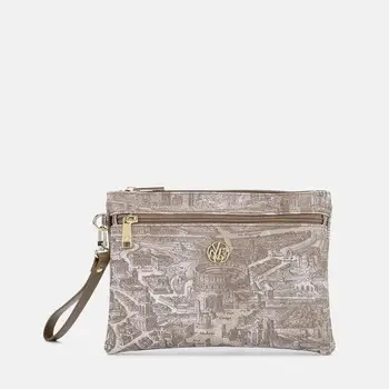 Y Not? Trousse Ynot? Beauty Case Medium Aeterna Con Stampa Rigida Beige