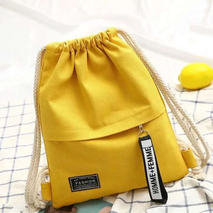 1 Pz Zaino in Tela con Coulisse 5 Colori Minimalista Versatile Tasca a Sacco in Tessuto Borsa da Donna Borse per il Tempo Libero One Giallo