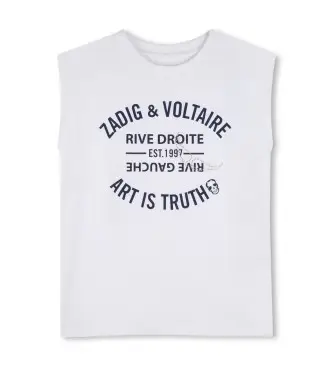 Zadig & Voltaire per ragazza X60535 T-shirt bianca Rive (14años= 156/162cm), Bianco, Casual, Senza maniche / cinghie, Cotone biologico, mod