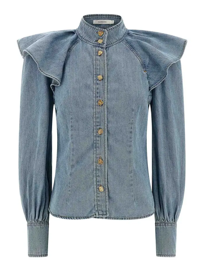 Zimmermann Camicetta di jeans schiacciata Blu