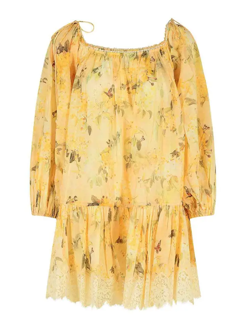 Zimmermann Mini Vestito di cotone giallo