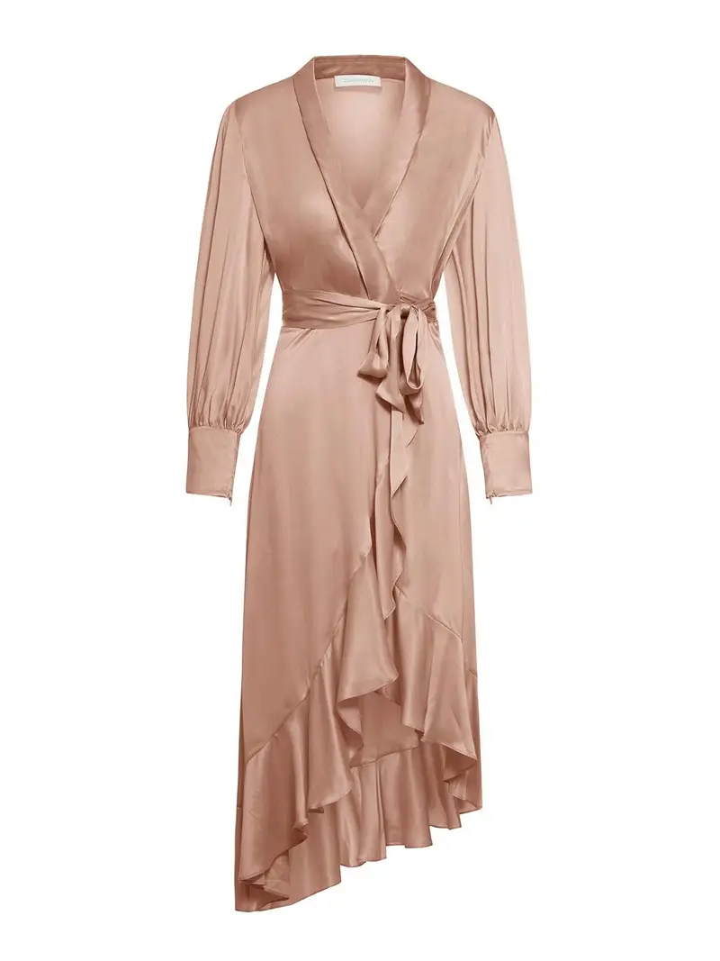 Zimmermann Vestito midi avvolgente in seta Rosa